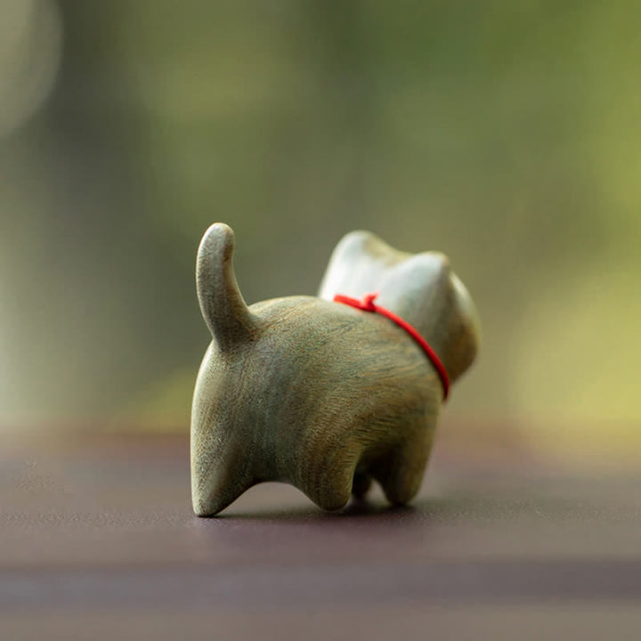 Buddha Stones Green Sandalwood Small Leaf Red Sandalwood Cute Cat Animals Soothing Peace Decoration - image 4