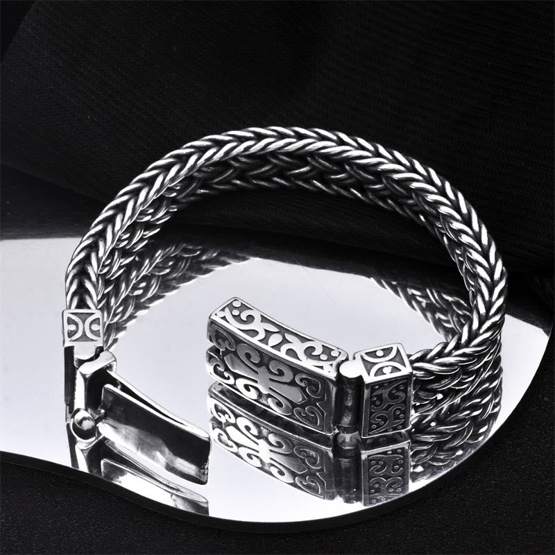 Buddha Stones Retro Vine Totem Pattern Braided Healing Chain Bracelet - 22cm - image 0