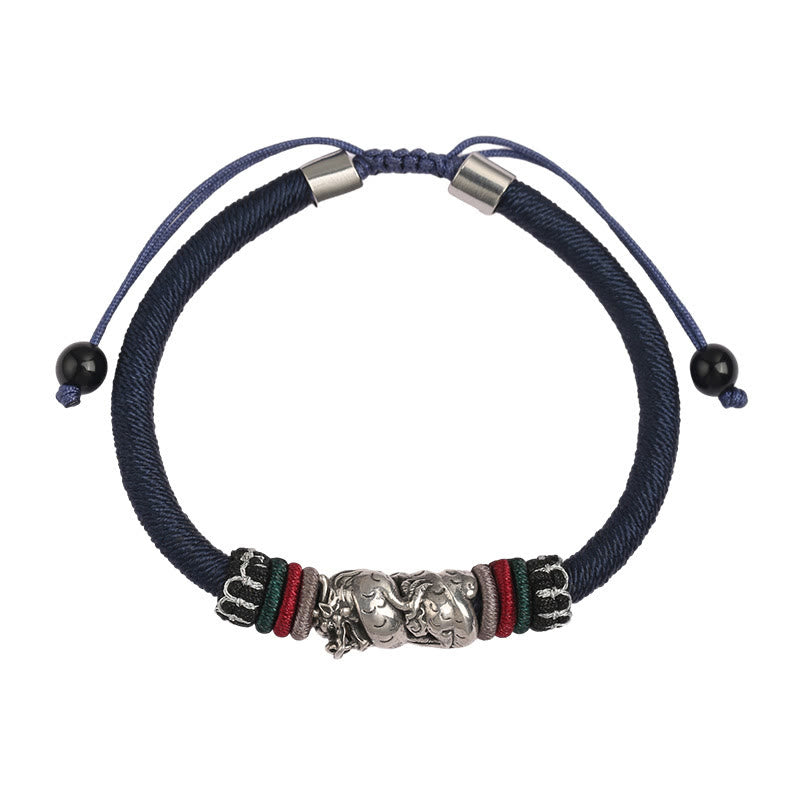 Buddha Stones Handmade 925 Sterling Silver Year Of The Dragon Auspicious Dragon Luck Rope Bracelet - image 9