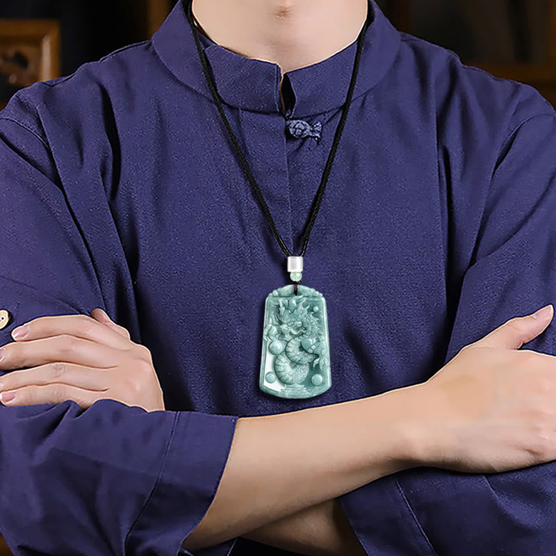 Buddha Stones Year Of The Dragon Chinese Zodiac Dragon Travels The World Jade Strength Necklace Pendant - image 4