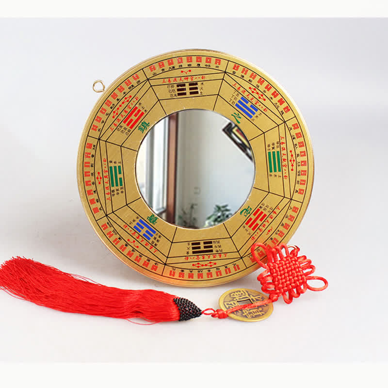 Feng Shui Bagua Map Copper Coin Chinese Knotting Balance Energy Map - 19cm - Nine Palaces Bagua Map - Convex Mirror - image 19