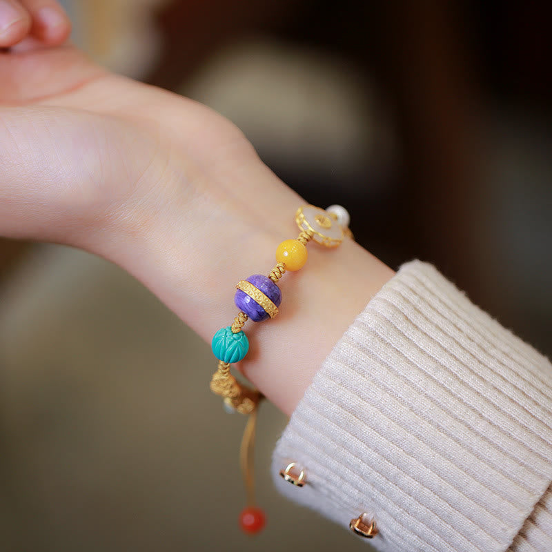 Buddha Stones 925 Sterling Silver Natural Hetian Jade Amber Red Agate Crystals Luck Bracelet - image 6