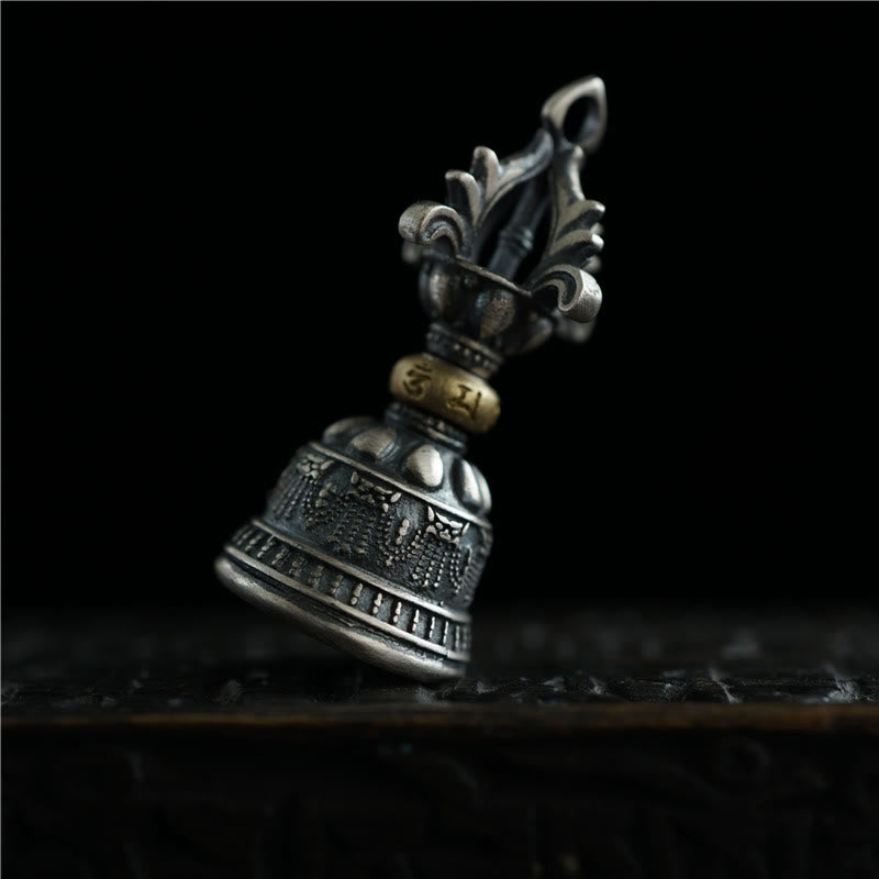 Buddha Stones Tibet 925 Sterling Silver Om Mani Padme Hum Dorje Bell Vajra Engraved Enlightenment Pendant Hanging Decoration - image 2