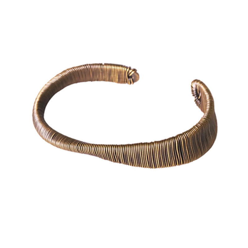 Buddha Stones Simple Design Wrapped Copper Luck Wealth Adjustable Cuff Bracelet - image 13