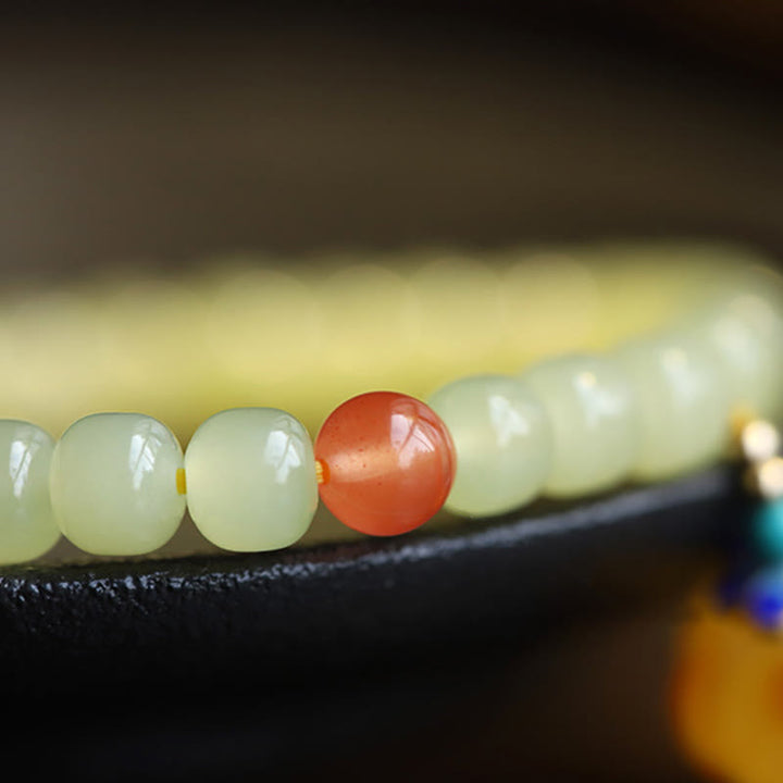 Natural Hetian Jade Pumpkin Amber Red Agate Crystal Prosperity Bracelet - image 10