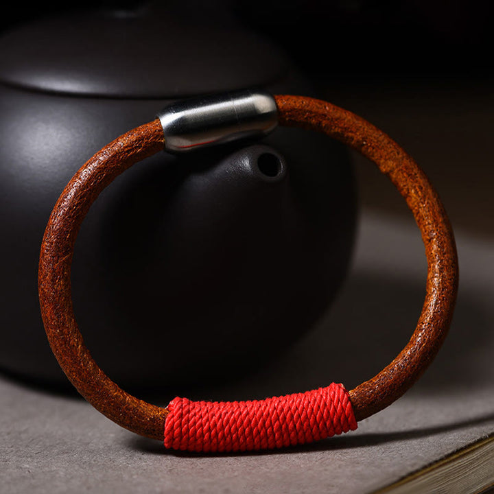 Buddha Stones Tibetan Leather Handmade Five Elements Luck Braid String Buckle Bracelet - image 13