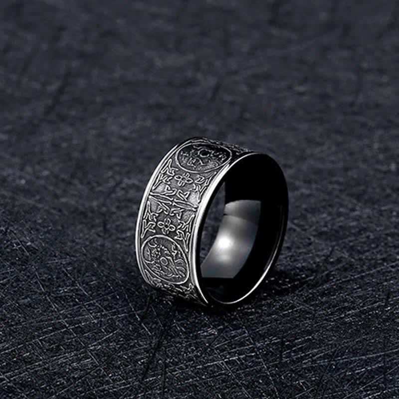 Buddha Stones Four Guardian Beast Dragon White Tiger Suzaku Basalt Carved Success Luck Ring - image 6