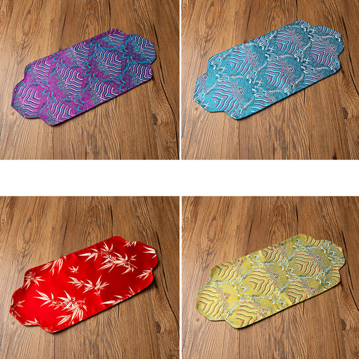 Buddha Stones Sea Wave Bamboo Plum Blossom Brocade Embroidery Cup Mat Pad Tea Cup Coaster Kung Fu Tea Mat - image 20