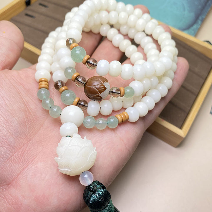 Buddha Stones White Bodhi Seed Mala 108 Beads Protection Bracelet - image 6