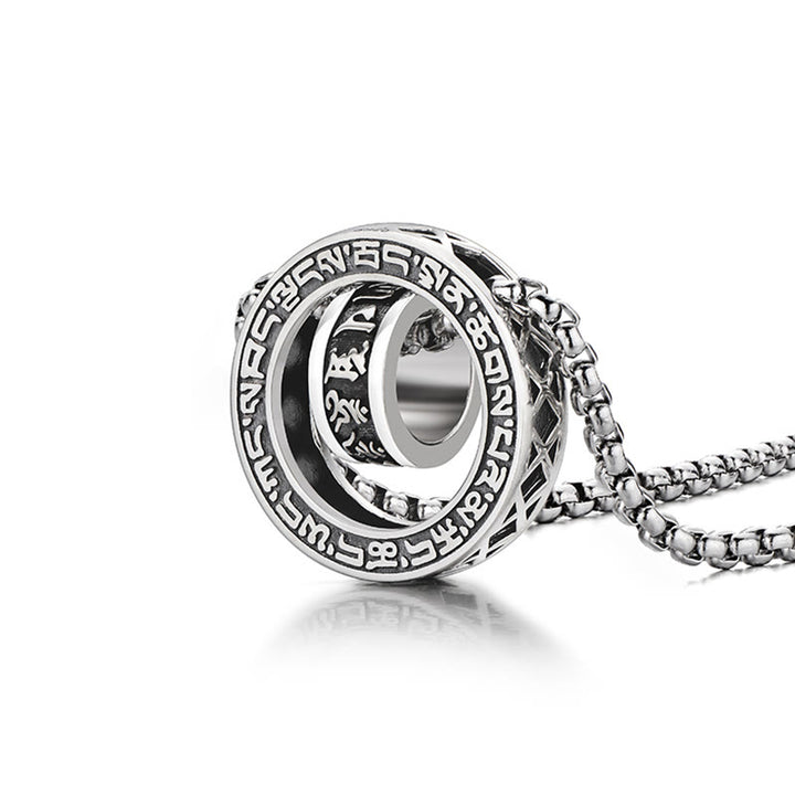 Buddha Stones Tibetan Om Mani Padme Hum Carved Peace Purity Chain Necklace Pendant - image 4