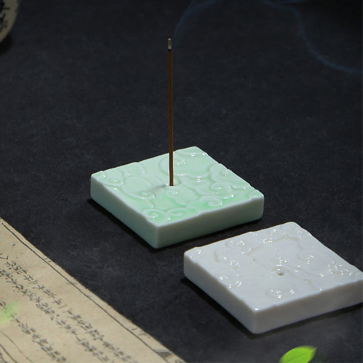 Buddha Stones Mini Auspicious Clouds Design Healing Stick Ceramic Small Incense Burner Decoration - image 9