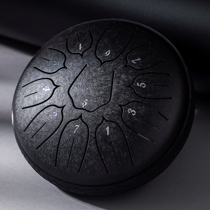 Buddha Stones Steel Tongue Drum Sound Healing Meditation Yoga Lotus Drum Kit 11 Note 6 Inch - Black - image 16
