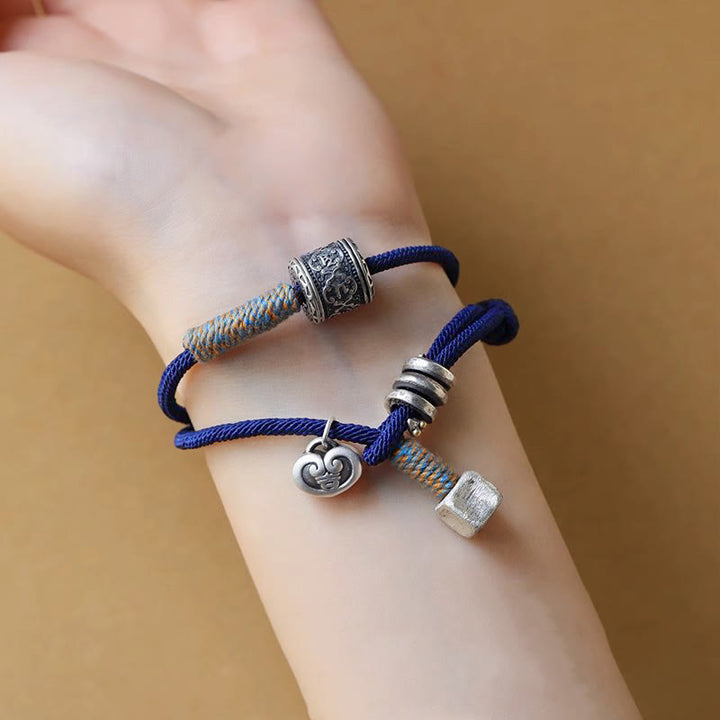 Buddha Stones Handmade Tibetan Om Mani Padme Hum Carved Auspicious Amulet Double Wrap Rope Bracelet - image 4