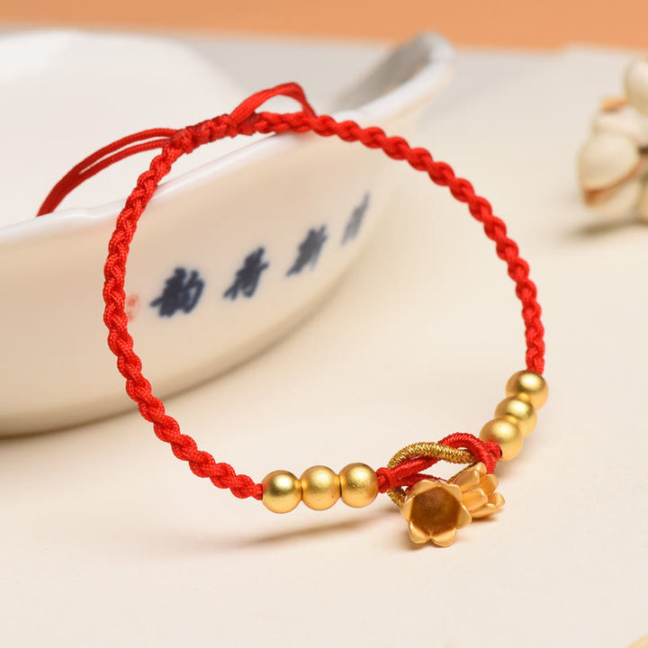 Buddha Stones Handcrafted Lily Of The Valley Flower Charm Design Luck Protection Braided Bracelet - image 2