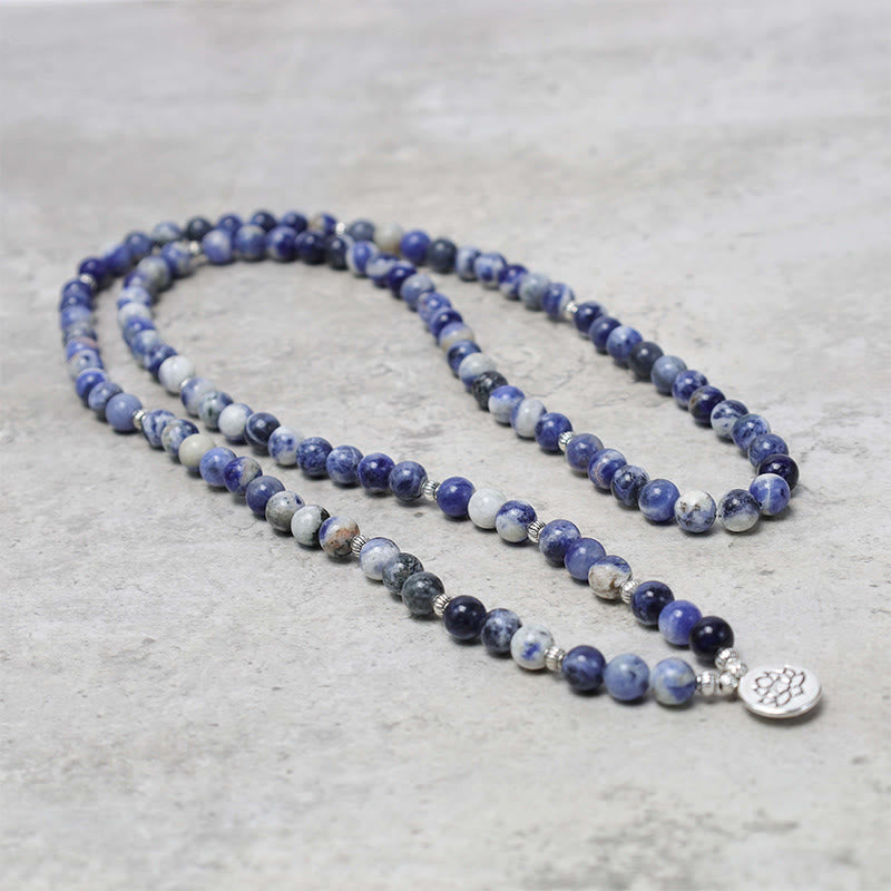 Buddha Stones Natural Blue Aventurine Lotus Peace Necklace Bracelet - image 2