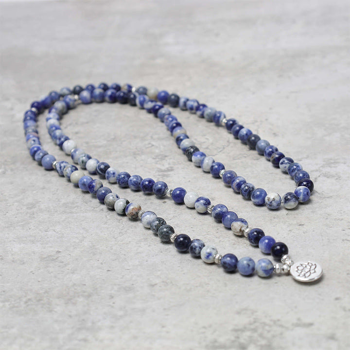 Buddha Stones Natural Blue Aventurine Lotus Peace Necklace Bracelet - image 2