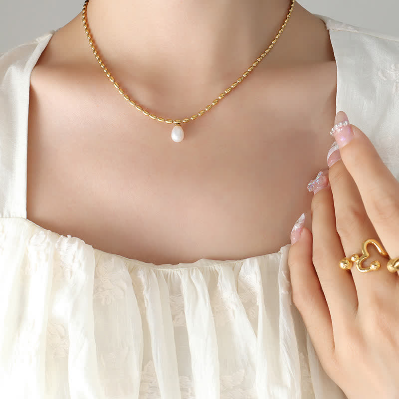 Pearl Bead Peace Necklace Pendant - image 2