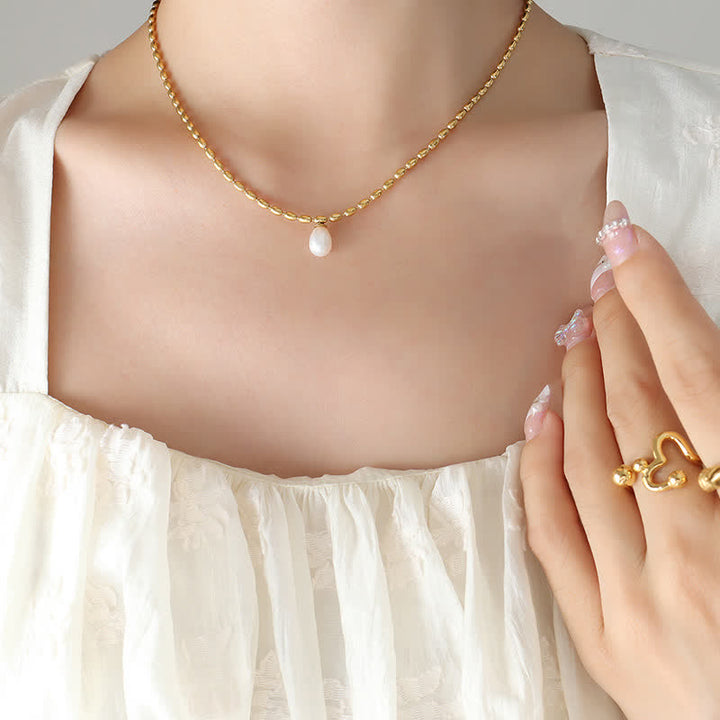 Pearl Bead Peace Necklace Pendant - image 2