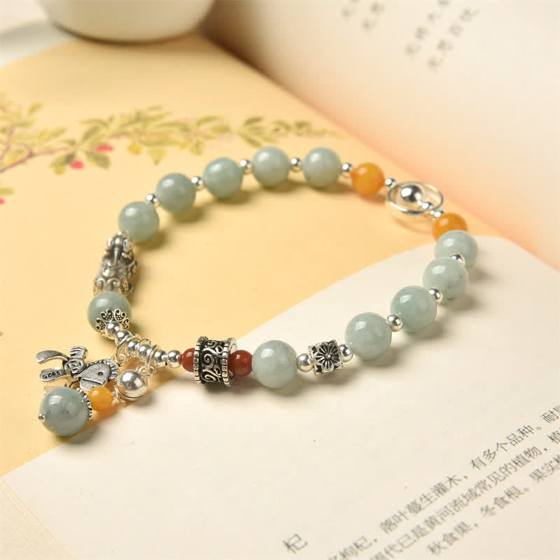 Buddha Stones 925 Sterling Silver Natural Jade Amber PiXiu Pony Success Bracelet - image 3