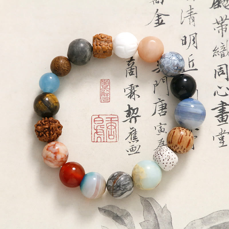 Buddha Stones Natural Bodhi Seed Crystal Stone Agate Keep Away Evil Spirits Bracelet - image 4