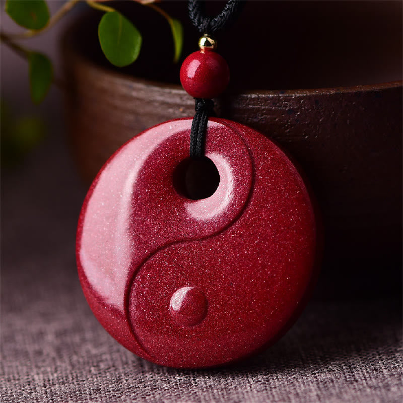 Buddha Stones Laughing Buddha Yin Yang Chinese Zodiac Gourd Natural Cinnabar Blessing Necklace Pendant - Yin Yang 32*8mm - image 6