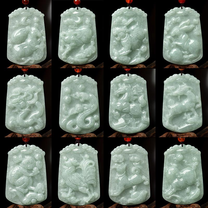 Buddha Stones Natural Jade 12 Chinese Zodiac Abundance Amulet Pendant Necklace - image 25