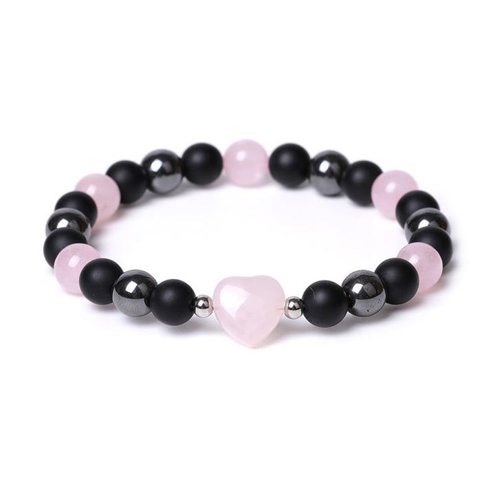 Buddha Stones Black Onyx Tiger Eye Stone Crystal Love Heart Protection Bracelet - image 10