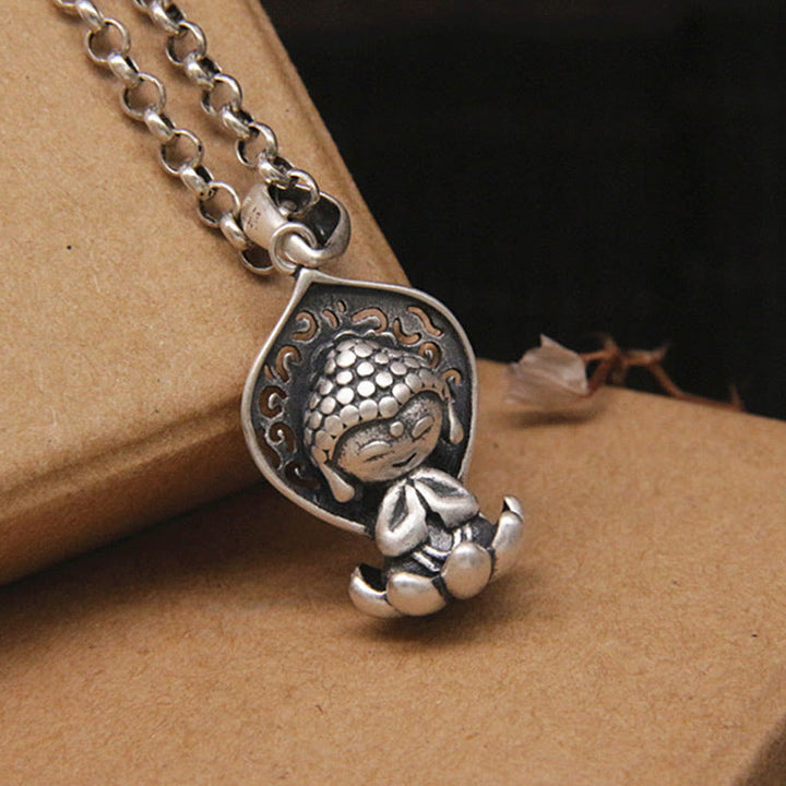 Buddha Stones 999 Sterling Silver Meditation Buddha Lotus Serenity Necklace Pendant - image 2