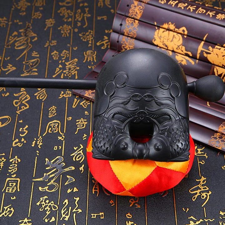 Buddha Stones Koi Fish Pattern Mindfulness Buddhist Temple Mokugyo Wooden Fish Drum - image 6