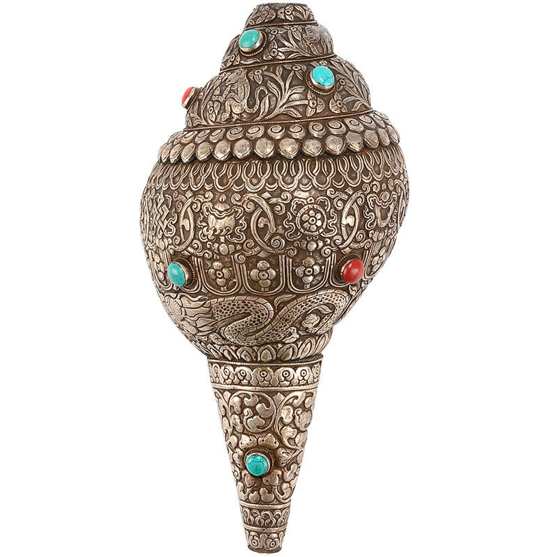 Buddha Stones Tibetan Handmade Natural Shankha Engraved Eight Auspicious Symbols Conch Shell Lucky Home Decoration - image 1