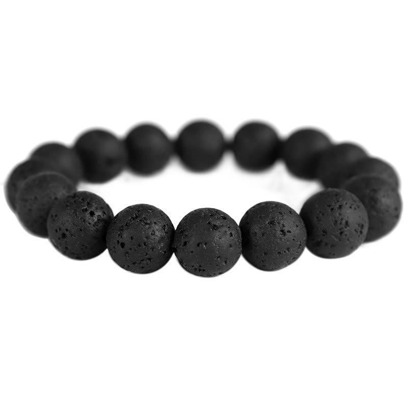 Buddha Stones Lava Rock Ebony Wood Tiger Eye Healing Bracelet - Lava Rock - 20cm - image 16