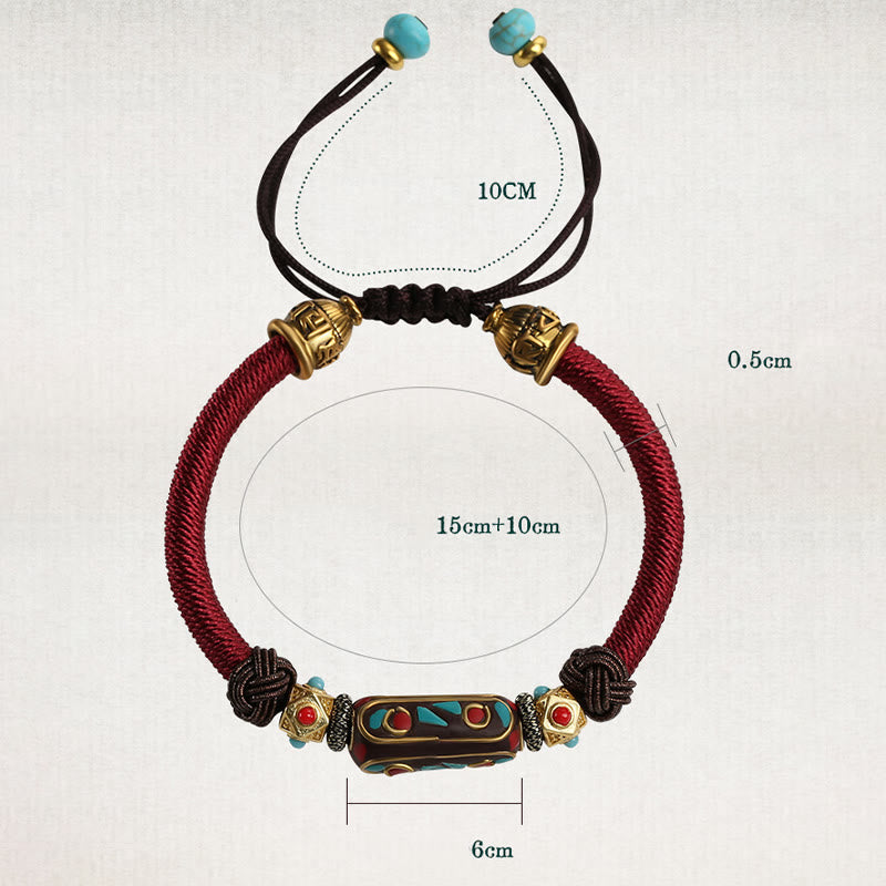 Buddha Stones Handmade Tibetan Turquoise Om Mani Padme Hum Strength Braided Bracelet - image 7