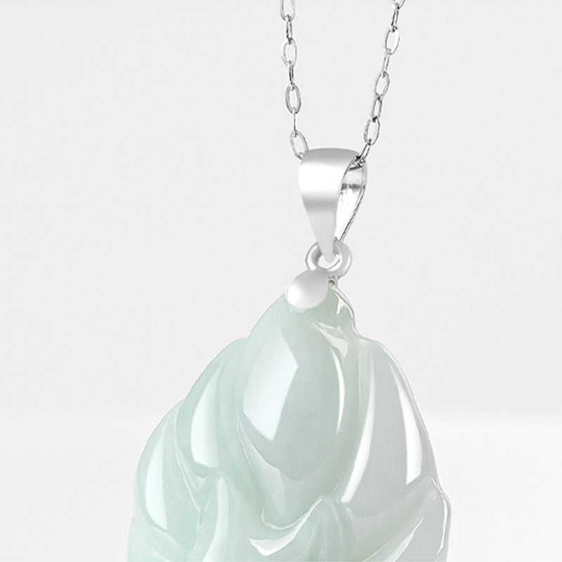 Buddha Stones 925 Sterling Silver Natural Jade Nine Tailed Fox Prosperity Necklace Pendant - image 8