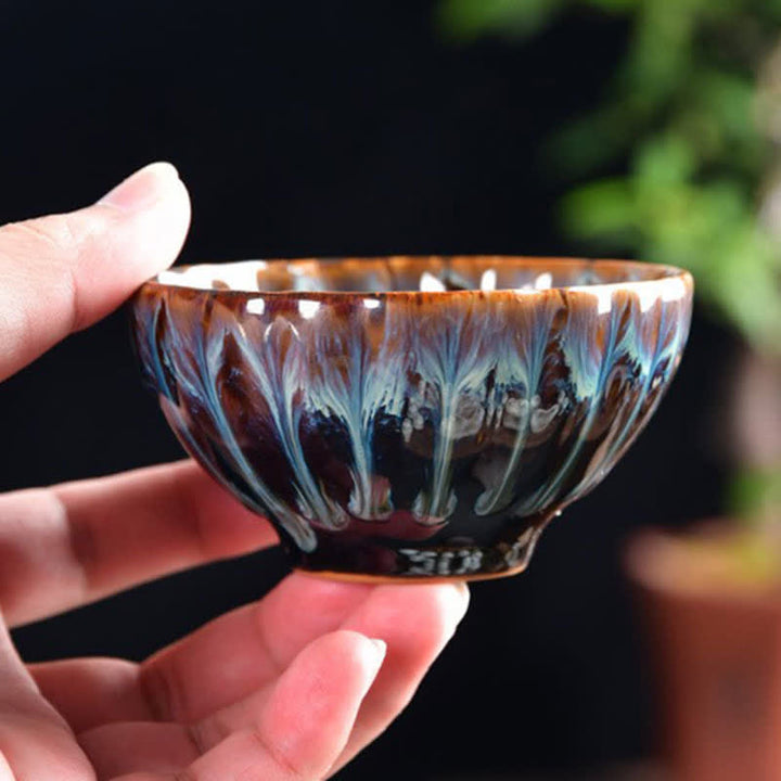 Buddha Stones Lotus Peacock Dragon Phoenix Koi Fish Ceramic Teacup Inlaid Tea Cups 120ml - image 4