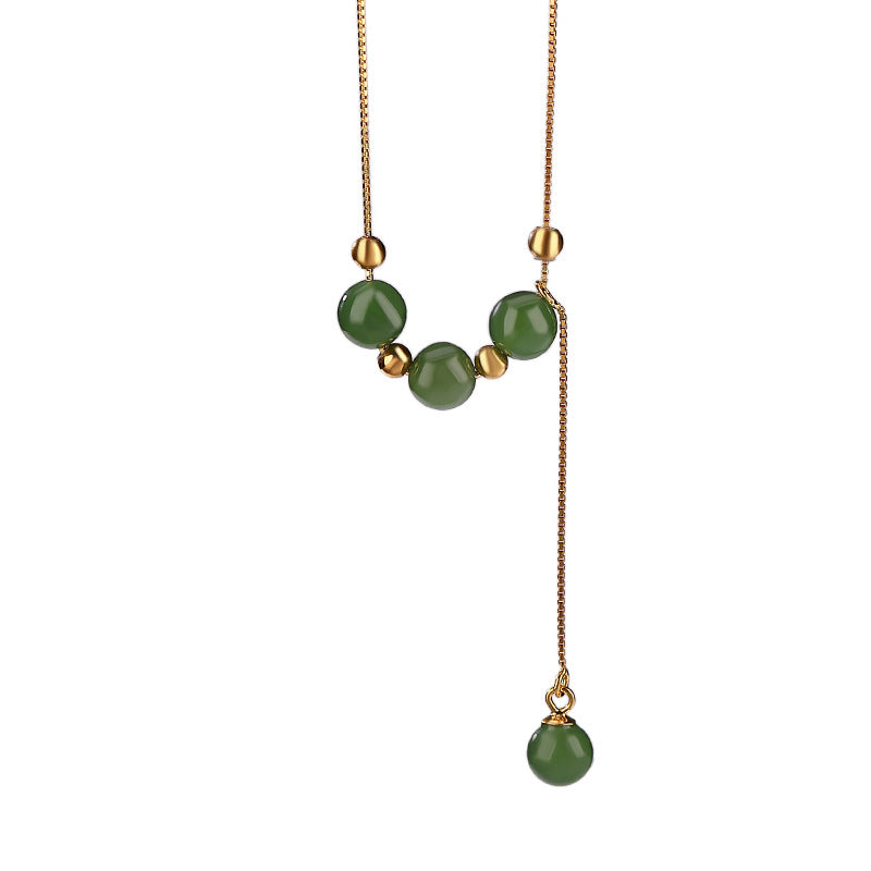 Buddha Stones 925 Sterling Silver Cyan Jade Beads Healing Necklace Pendant - image 5