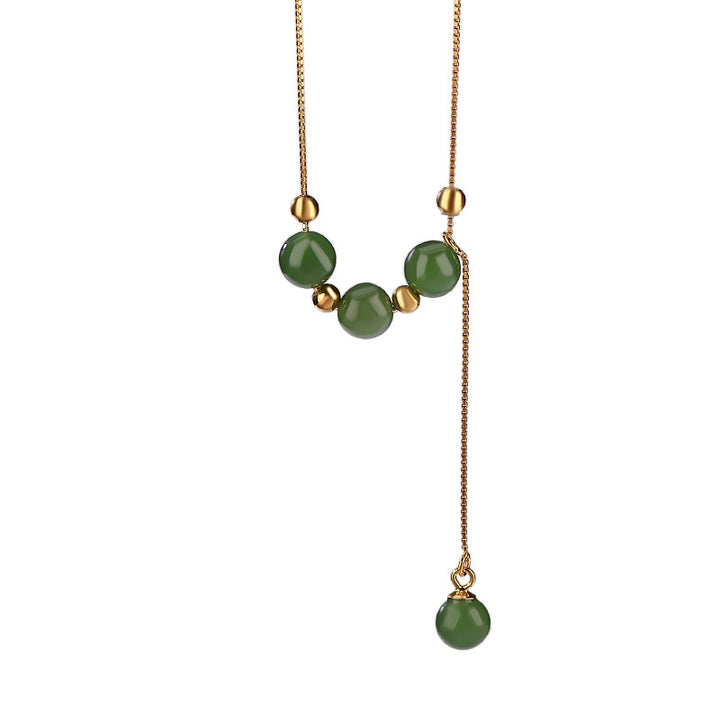 Buddha Stones 925 Sterling Silver Cyan Jade Beads Healing Necklace Pendant - image 5