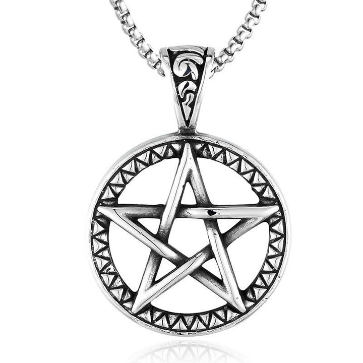 Pentagram Titanium Steel Balance Necklace Pendant - image 2
