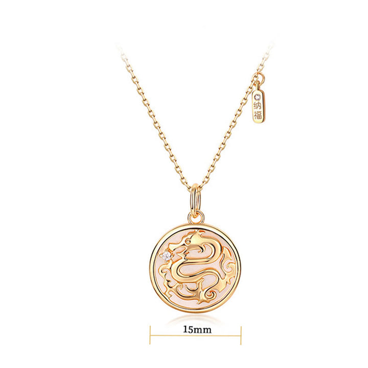 ❗❗❗A Flash Sale- Buddha Stones 925 Sterling Silver Tridacna Stone Year of the Dragon Fu Character Luck Strength Necklace Pendant - image 7