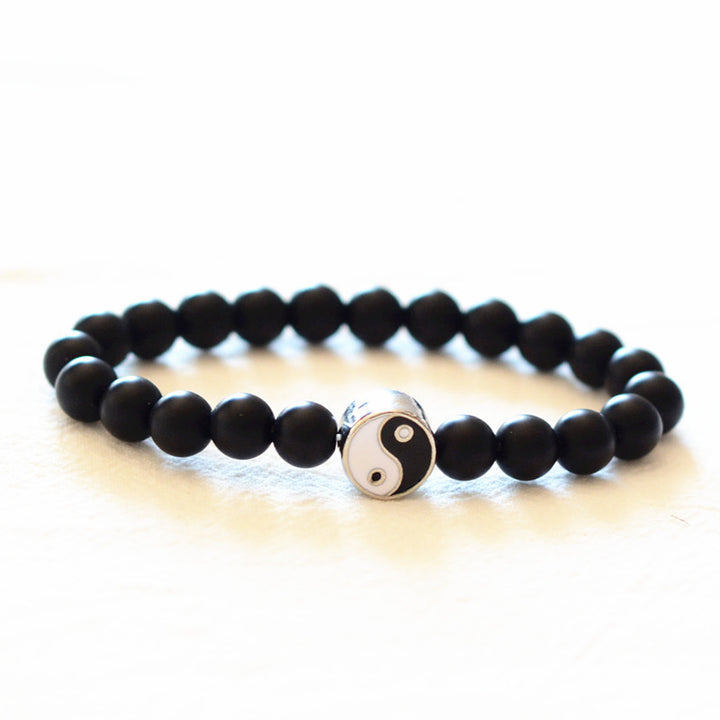 Buddha Stones 3pcs Natural White Turquoise Frosted Stone Bead Yin Yang Wealth Bracelet - image 9