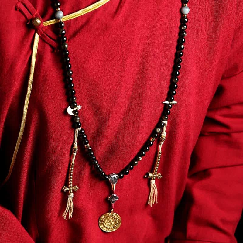Buddha Stones 108 Mala Beads Gold Sheen Obsidian Tiger Eye Eagle's Eye Stone Wealth Bracelet - image 12