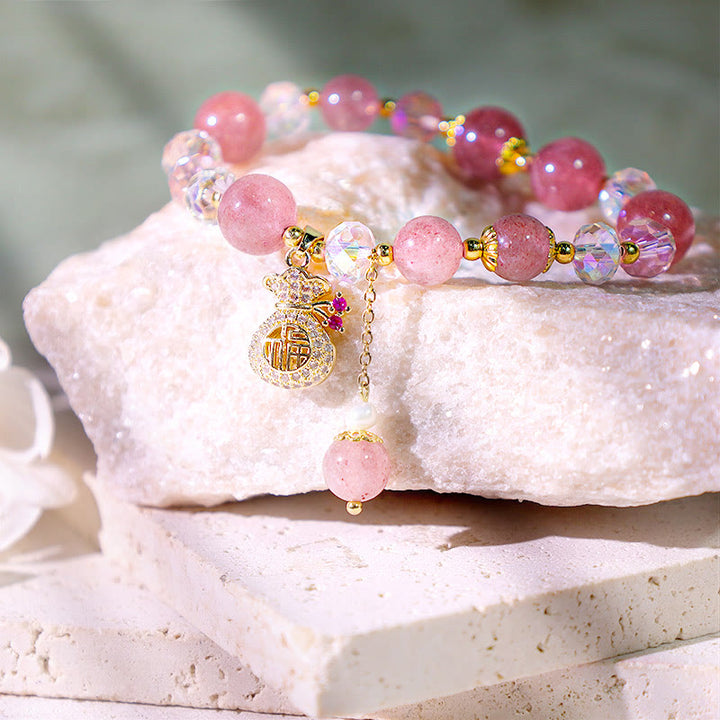 Buddha Stones "Wishing Love and Sweet Blessings"Strawberry Quartz Bracelet Includes Gift Message Card - image 14