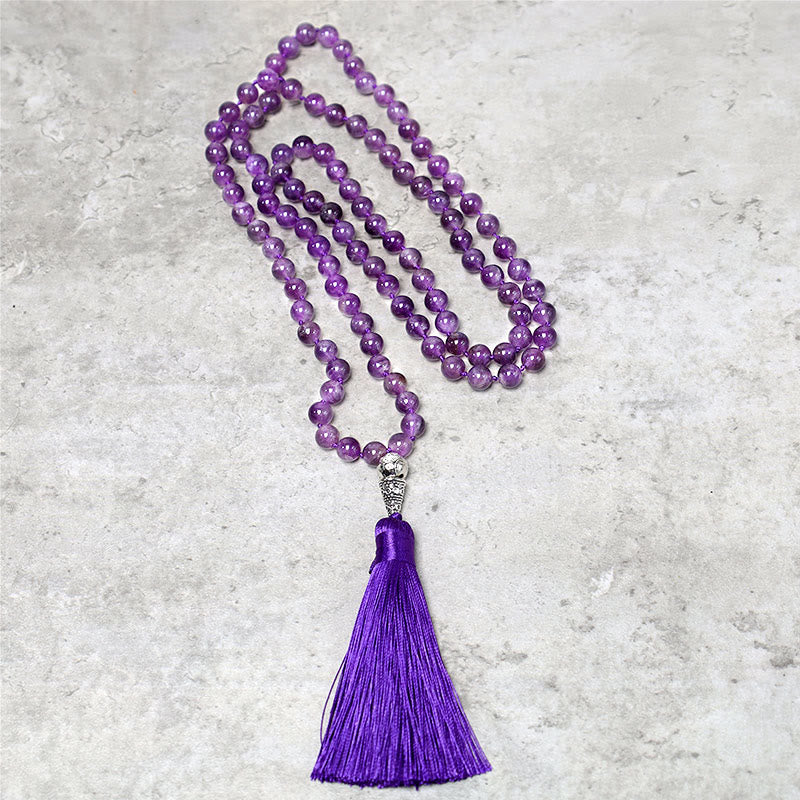 Buddha Stones Tibetan 108 Mala Beads Necklace Yoga Meditation Prayer Beads Necklace - image 1