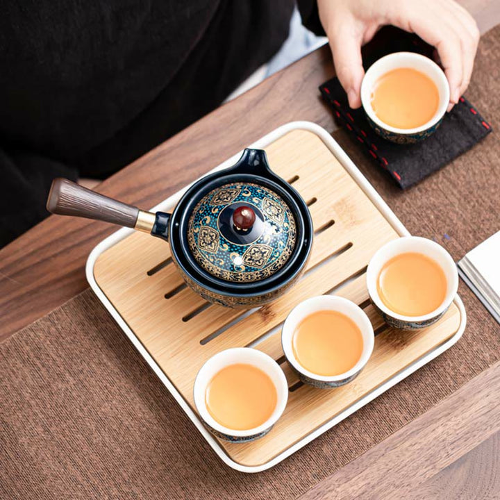Buddha Stones Chinese Gongfu Tea Set Design Ceramic Teapot Portable Gift Bag - image 16