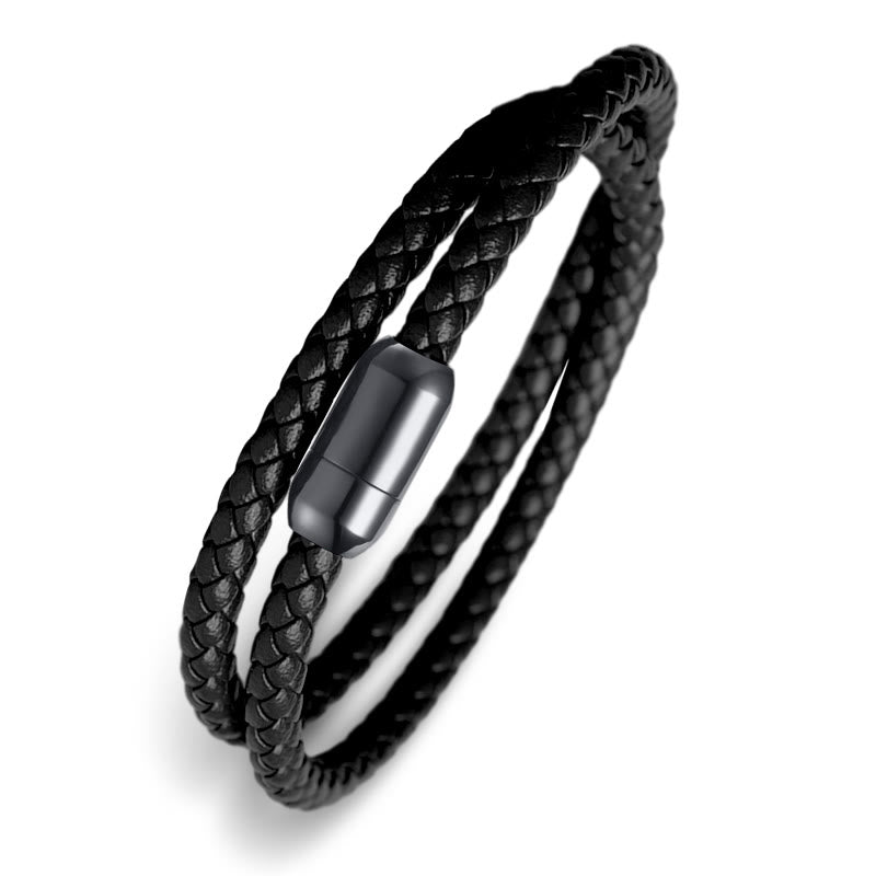Buddha Stones Genuine Leather Red String Protection Magnetic Buckle Bracelet - image 5