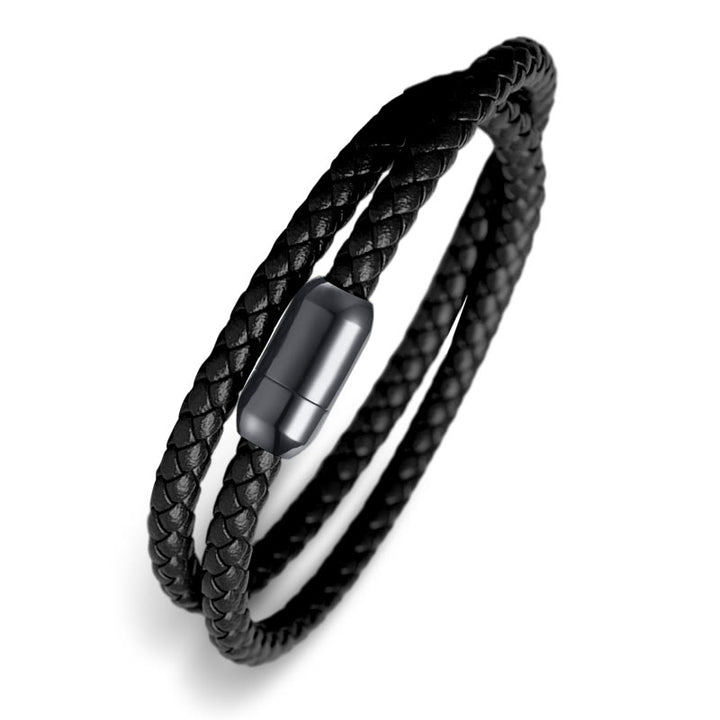 Buddha Stones Genuine Leather Red String Protection Magnetic Buckle Bracelet - image 5