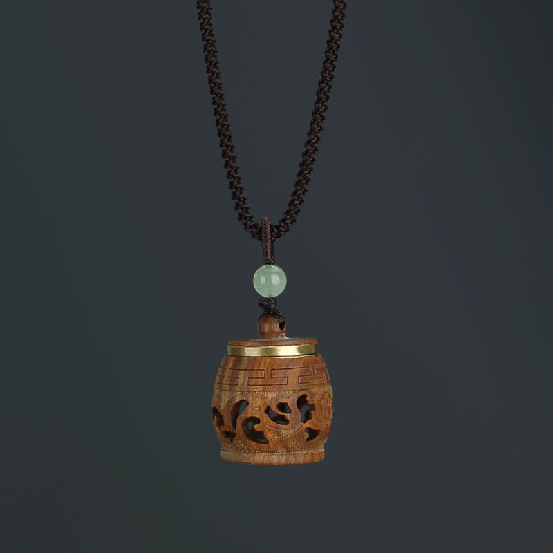 Buddha Stones Tibet Green Sandalwood Rosewood Om Mani Padme Hum Lotus Positive Soothing Necklace Pendant - Drum-shaped Rosewood - image 17