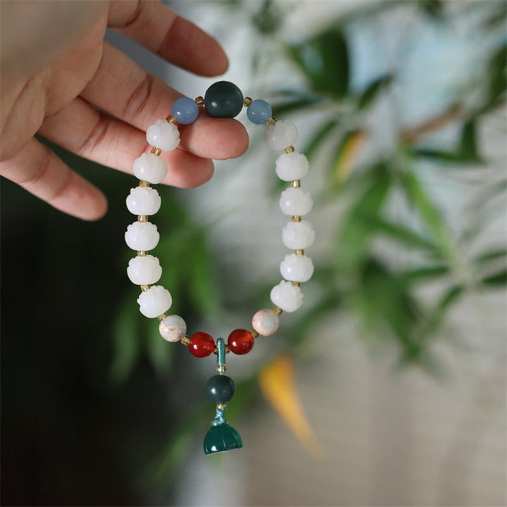 Buddha Stones Bodhi Seed Lotus Bead Carved Peace Harmony Bracelet - Bodhi Seed Lotus Beads(Wrist Circumference 14-17cm) - image 0