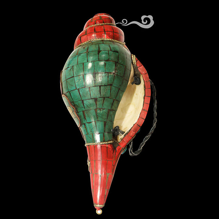 Tibetan Handmade Shankha Om Mani Padme Hum Buddha Conch Shell Lucky Decoration - image 5