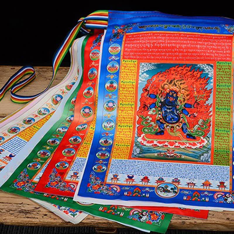 Buddha Stones Tibetan 10 Colors Windhorse Buddha Healing Auspicious Outdoor Prayer Flag - image 13