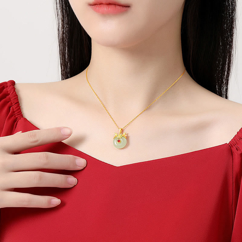 Buddha Stones 925 Sterling Silver Hetian Jade Chinese Zodiac Year of the Dragon Red Agate Luck Protection Necklace Pendant - image 7